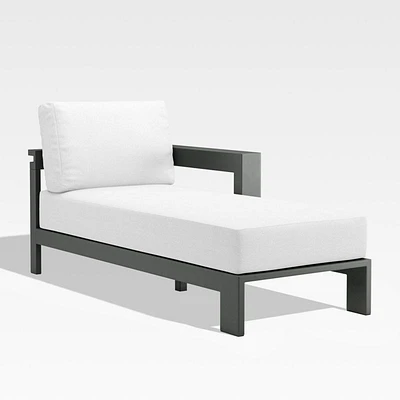 Walker Right Arm Metal Outdoor Chaise with Canvas White Cushions