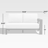Walker Right Arm Metal Outdoor Loveseat with Canvas White Cushions