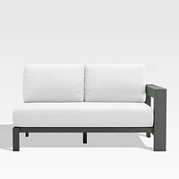 Walker Right Arm Metal Outdoor Loveseat with Canvas White Cushions