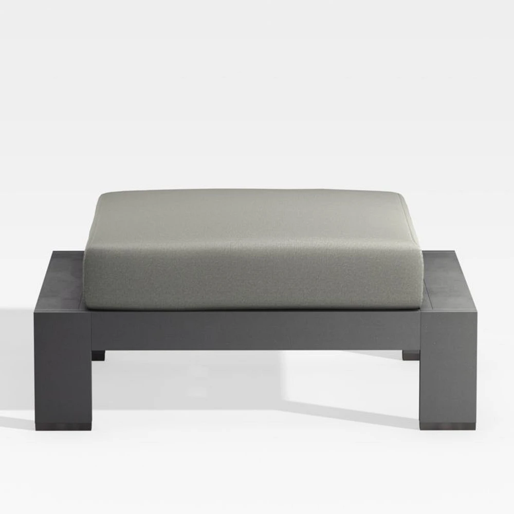 Walker Metal Outdoor Ottoman with Canvas Charcoal Sunbrella ® Cushions