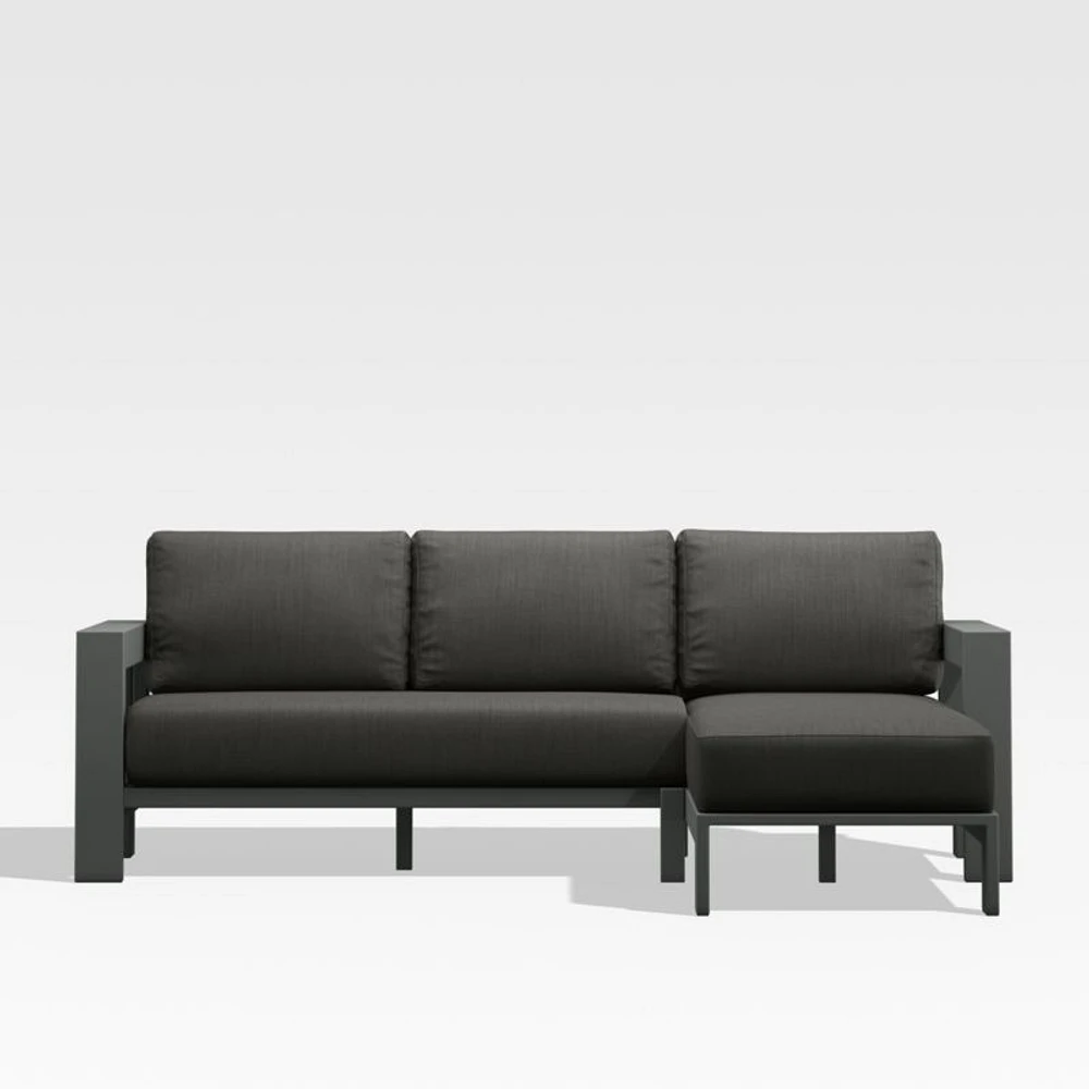 Walker 2-Piece Right Arm Chaise Metal Outdoor Sectional with Cast Charcoal Grey Sunbrella ® Cushions