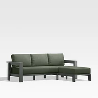 Walker 2-Piece Right Arm Chaise Metal Outdoor Sectional with Cast Sage Green Sunbrella ® Cushionsl
