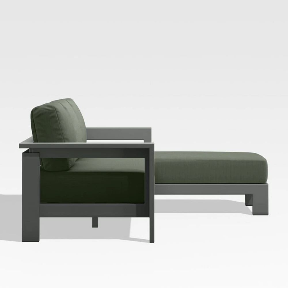 Walker 2-Piece Right Arm Chaise Metal Outdoor Sectional with Cast Sage Green Sunbrella ® Cushionsl