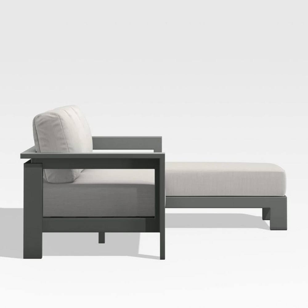 Walker 2-Piece Right Arm Chaise Metal Outdoor Sectional with Cast Silver Sunbrella ® Cushions