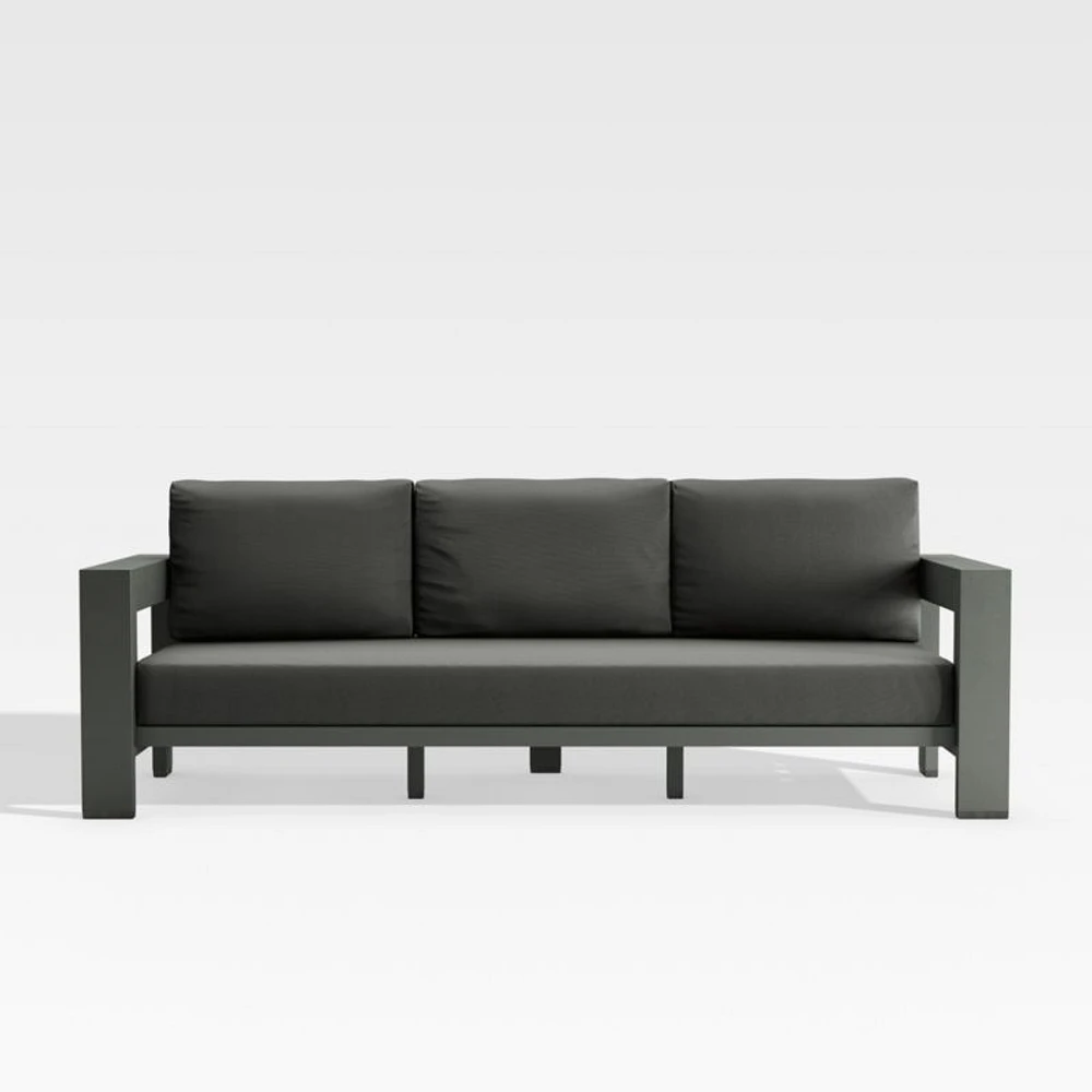Walker 90" Metal Outdoor Sofa with Cast Charcoal Grey Sunbrella ® Cushions