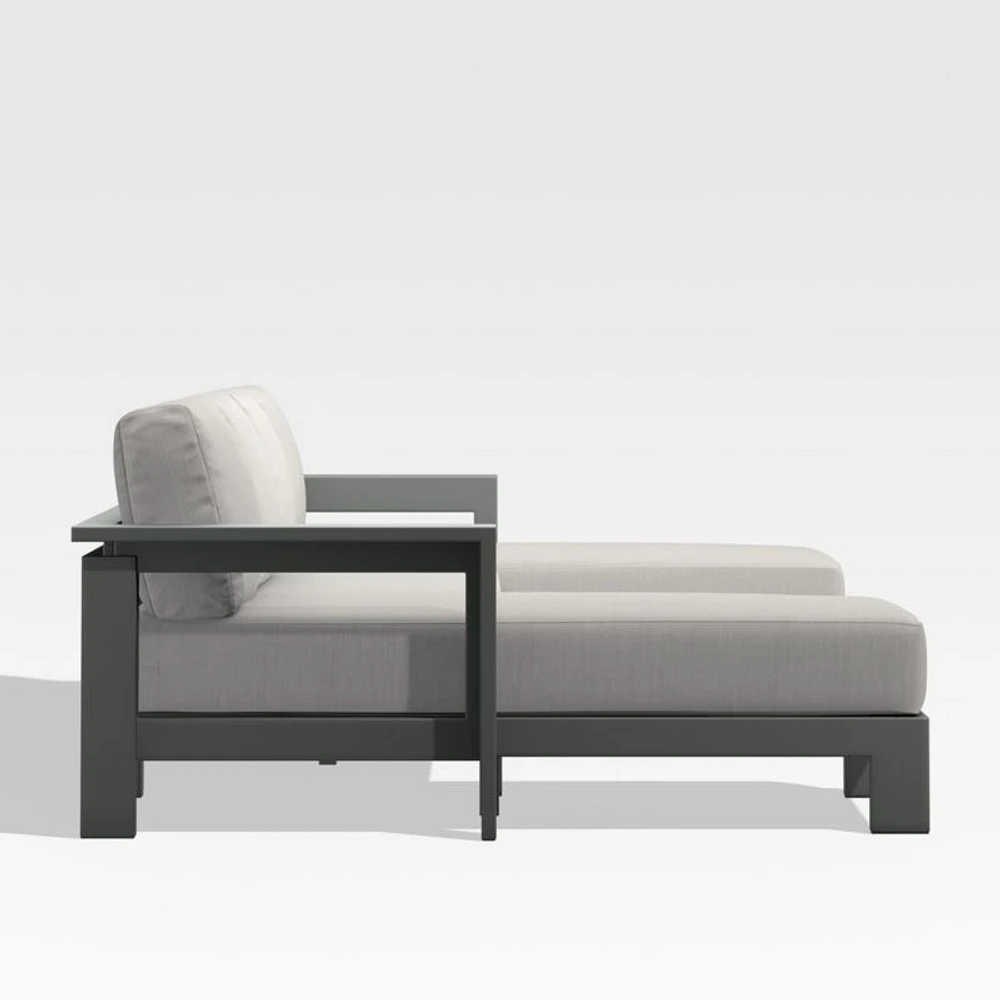 Walker Metal Double-Chaise Outdoor Sectional Sofa with Cast Silver Sunbrella ® Cushions