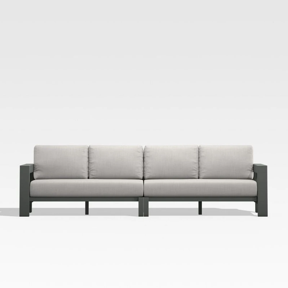 Walker 117" 2-Piece Metal Sectional Sofa with Cast Silver Sunbrella ® Cushions