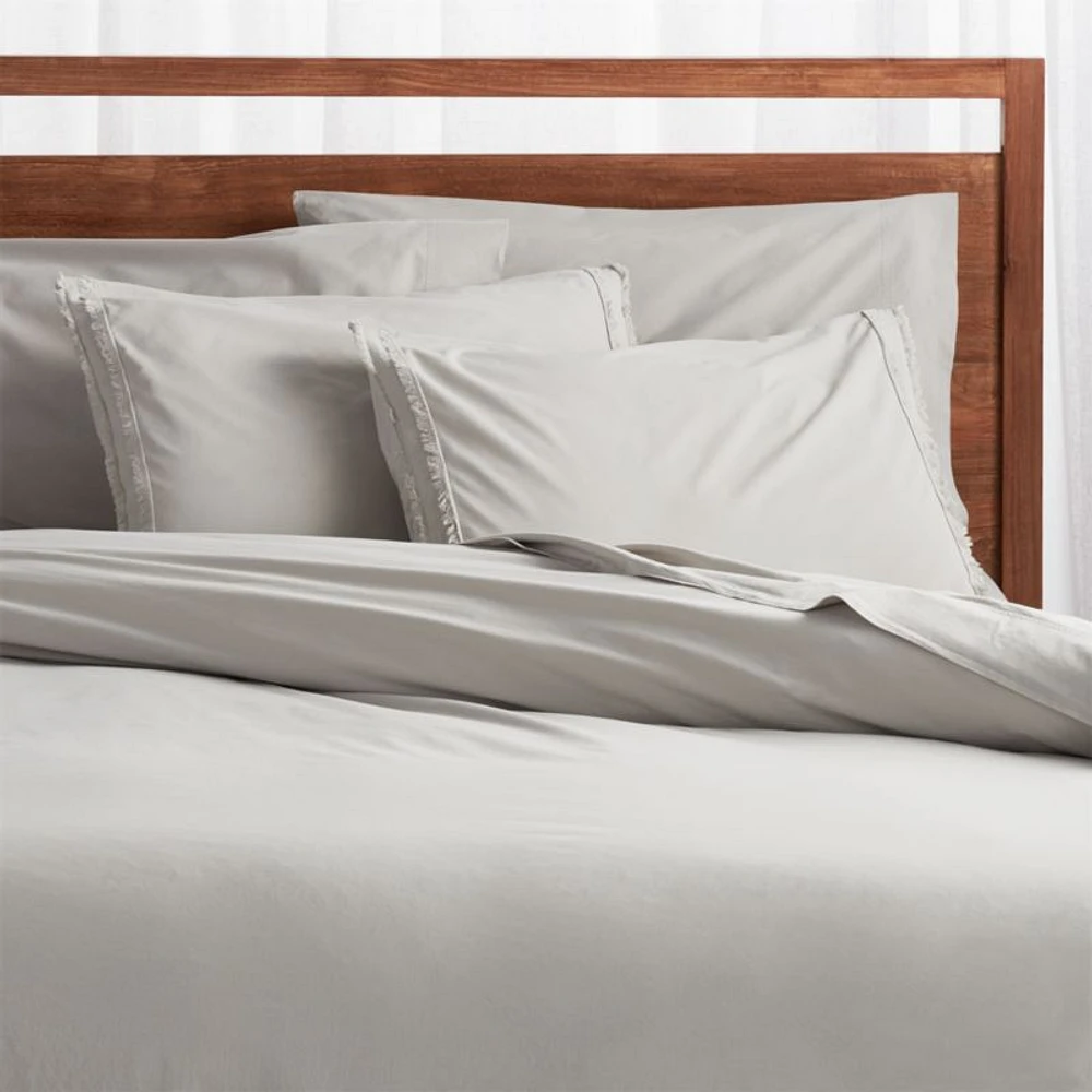 Organic Cotton Grey Eyelash Fringe Full/Queen Duvet Cover