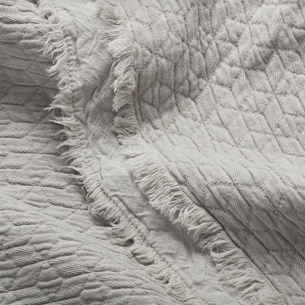 Organic Cotton Grey Eyelash Fringe Standard Pillow Sham