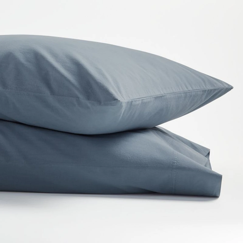 Organic Cotton Blue King Pillowcases, Set of 2