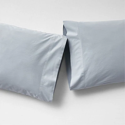 Favorite Washed Organic Cotton Mist Blue Standard Pillowcases, Set of 2