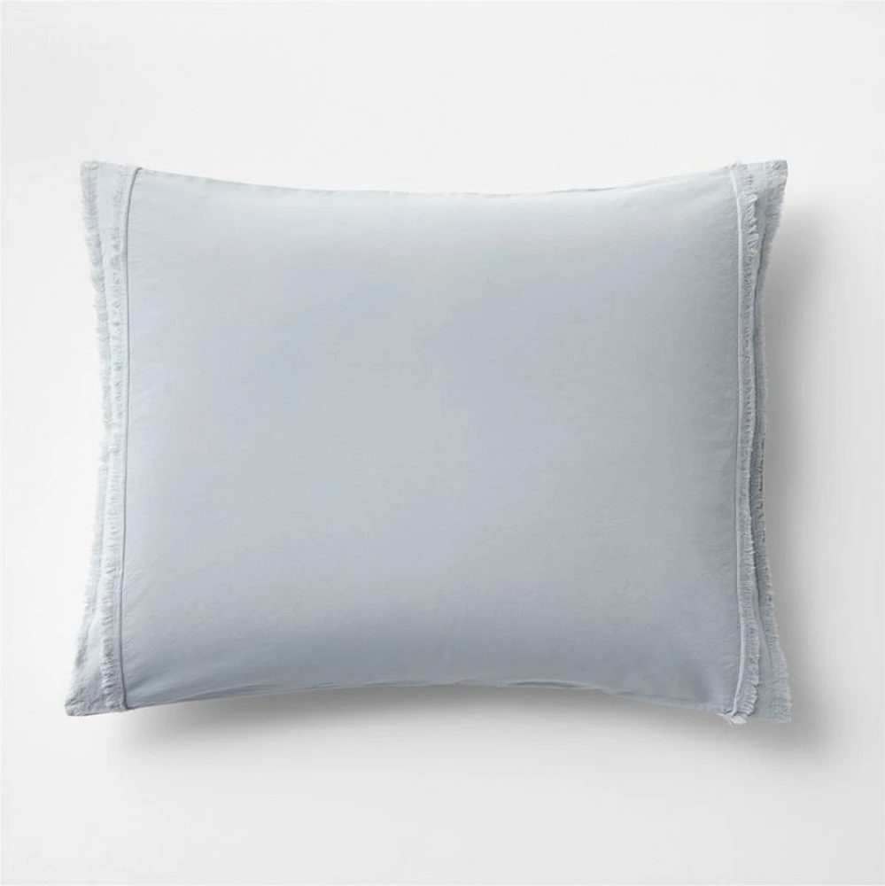 Favorite Washed Organic Cotton Mist Blue Eyelash Standard Bed Pillow Sham