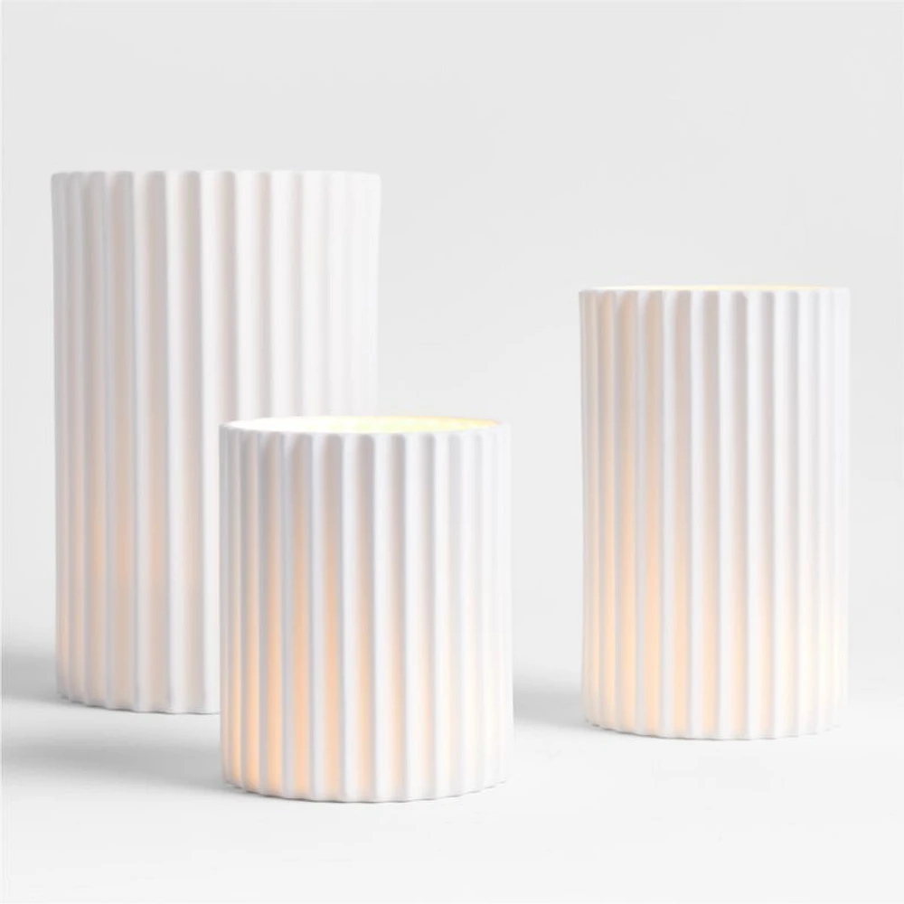 Wave White Porcelain Hurricane Candle Holder