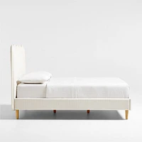 Waveland Ivory and Natural Stripe Upholstered Kids Full Bed