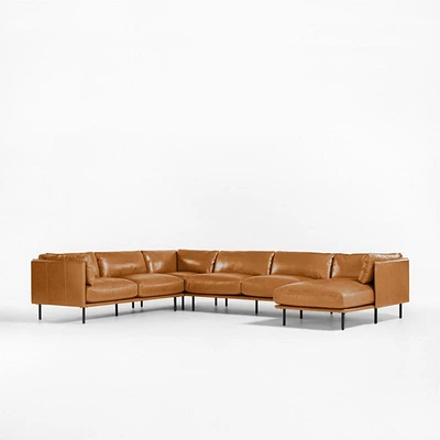 Wells Leather 4-Piece U-Shaped Sectional Sofa