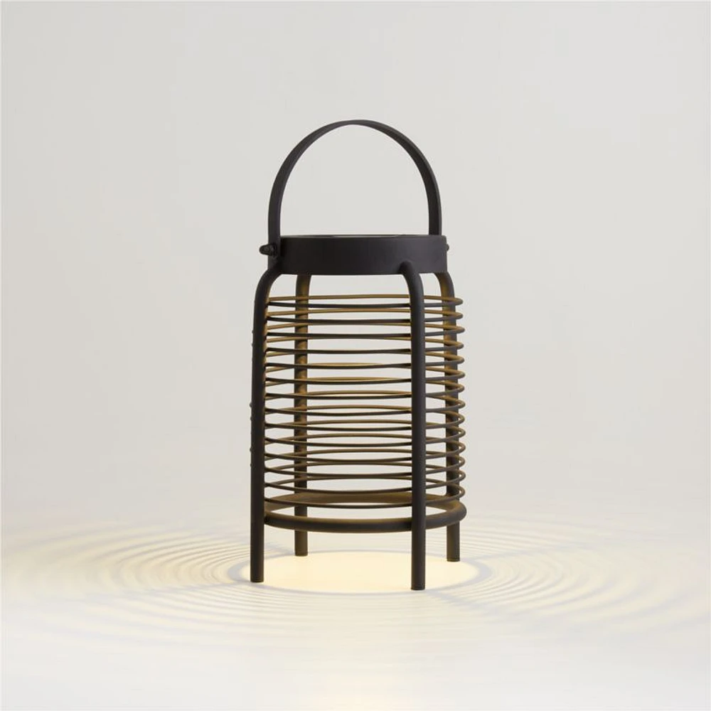 Wells Small Black Metal LED Solar Outdoor Lantern 9.5"