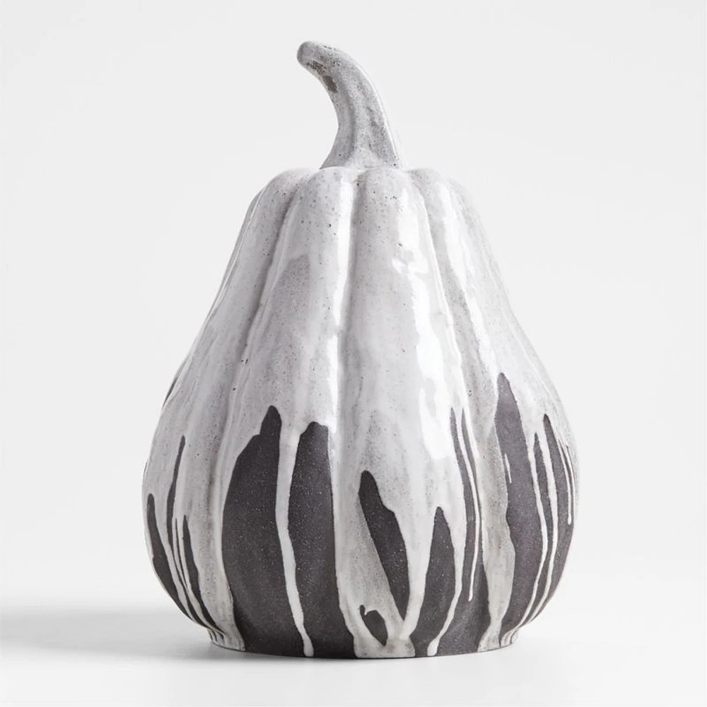 White Ceramic Drip Glazed Gourd
