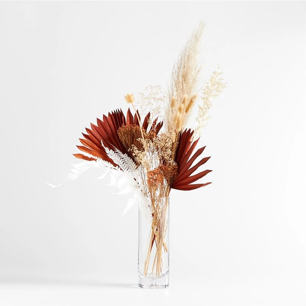 White Fern and Rust Palm Dried Bouquet 26"