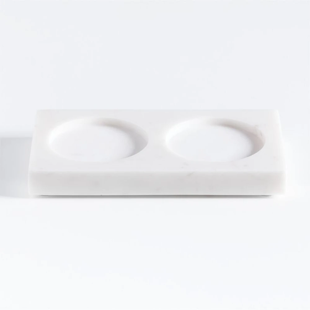 White Marble 2-Slot Caddy