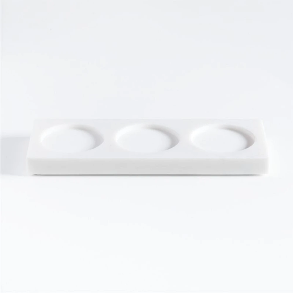 White Marble 3-Slot Caddy
