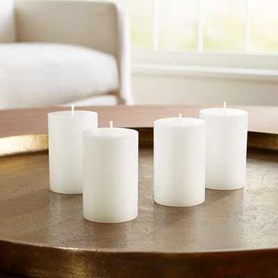 White Pillar Candles 2"x3", Set of 4