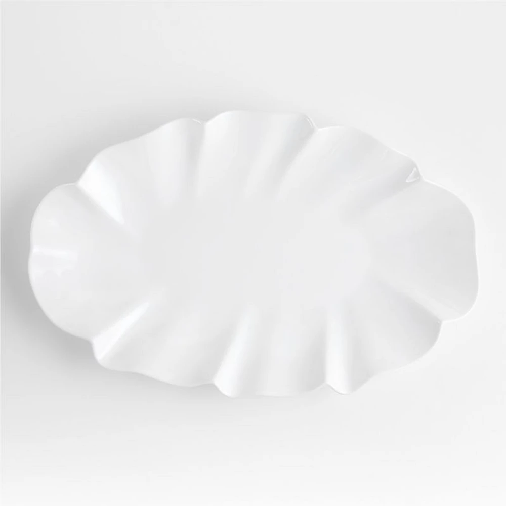 White Ruffle 22" Earthenware X-Large Platter