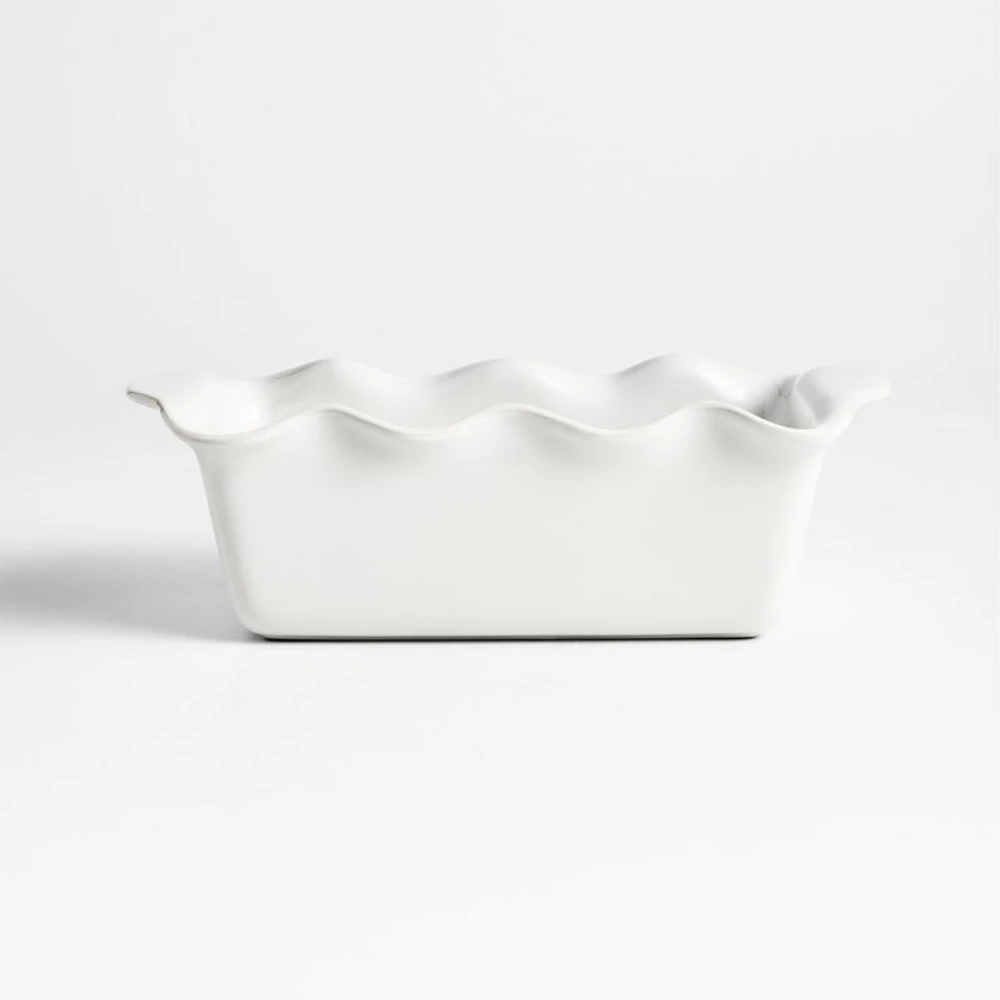 White Ruffle Ceramic Bread Loaf Pan