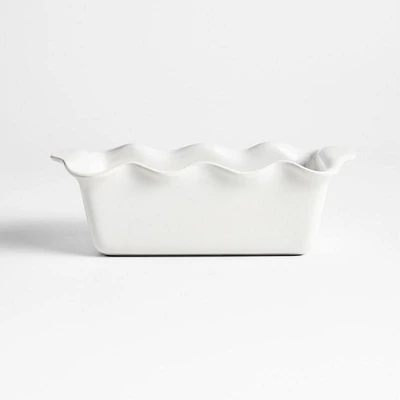 White Ruffle Ceramic Bread Loaf Pan