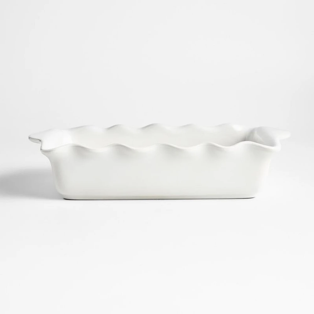 White Ruffle Rectangular Baking Dish
