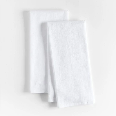 White Organic Cotton Flour Sack Kitchen Towels, Set of 2