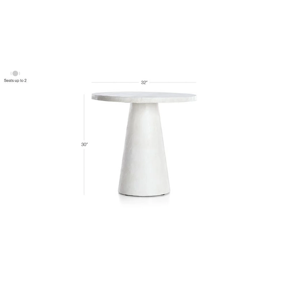 Willy 32" White Plaster Pedestal Bistro Table by Leanne Ford