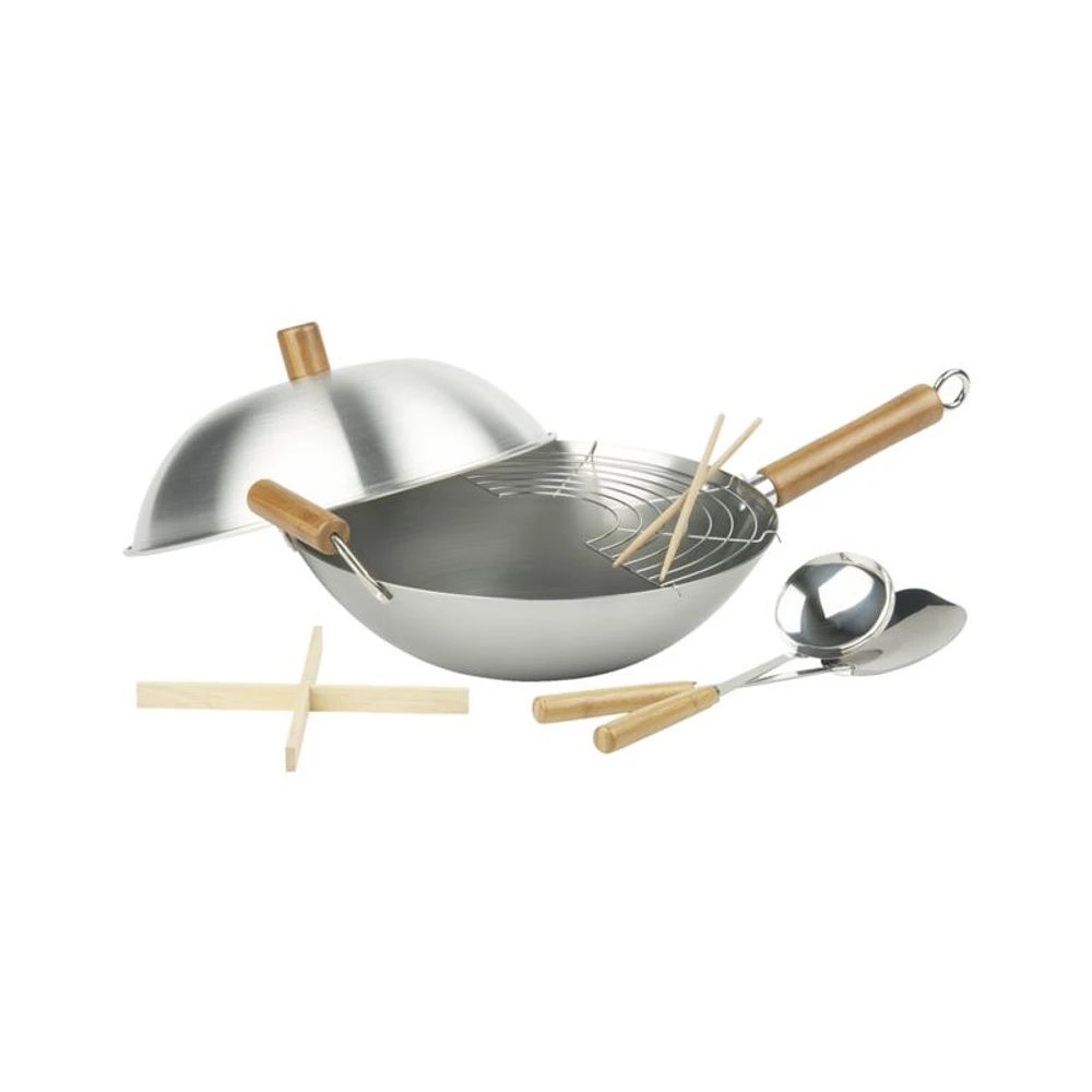 6-Piece Carbon Steel Wok Set