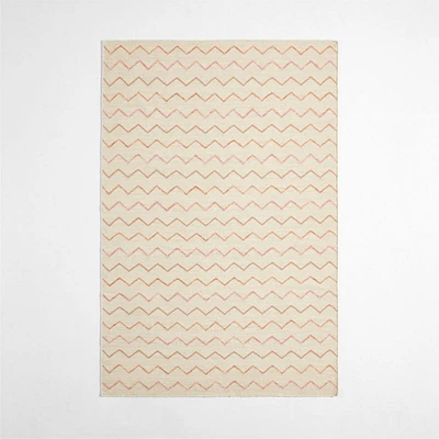 Ziggy Flatweave Wool and Cotton Pink Kids Colorful Area Rug 5'x8'