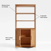 Calypso 36" Natural Wood Bookcase with Wood-Door Storage