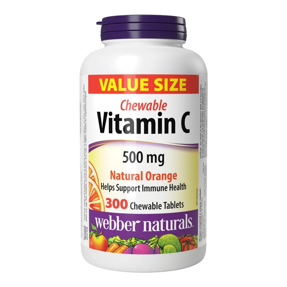 Webber Naturals Natural Orange Vitamin C Chewable Tablets - 500mg