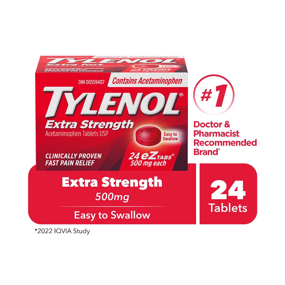 Tylenol* Extra Strength Acetaminophen eZ Tabs - 500mg - 24's� �