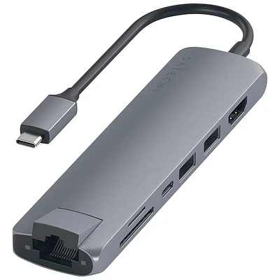 Satechi USB-C Slim Multi-Port with Ethernet Adapter -Black - ST-UCSMA3K