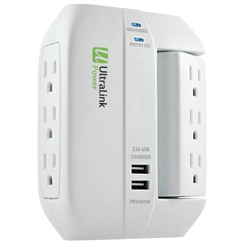 UltraLink Power 6 Outlet 2 USB Surge Protector - PSV100