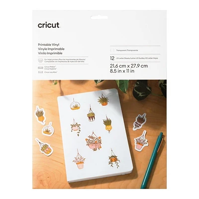 Cricut Printable Vinyl - 21.6 cm x 27.9 cm - Transparent - 12's
