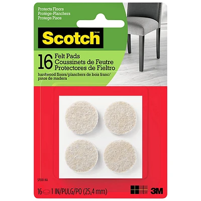 Scotch Felt Pads for Hardwood Floors - 1in/16s