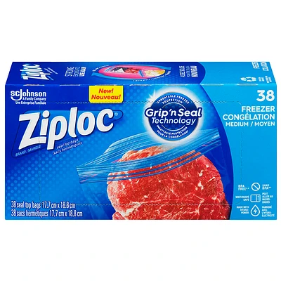 Ziploc Freezer Bags Value Pack - Medium - 38's