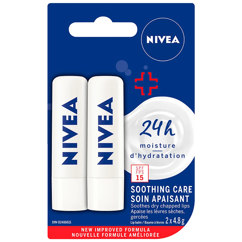 Nivea Soothing Care Lip Balm - SPF 15 - 2 x 4.8g