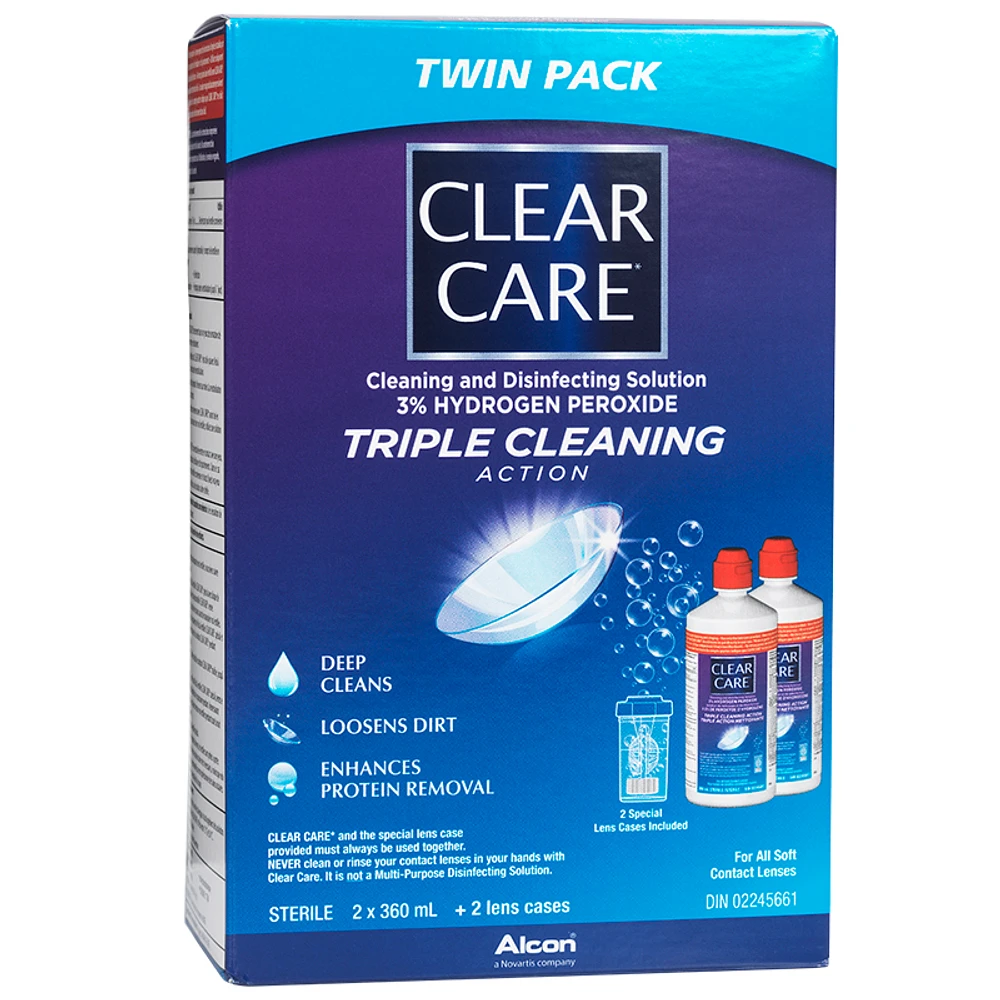 Alcon Clear Care Triple Cleaning Action Contact Lens Disinfecting Solution - 2 x 360ml