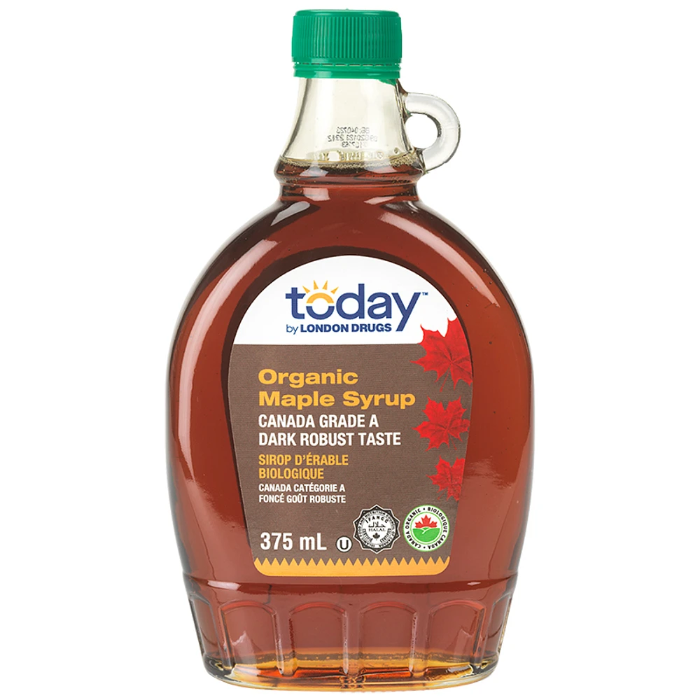 Today by London Drugs Organic Maple Syrup - Canada Grade A Dark Robust Taste - 375ml