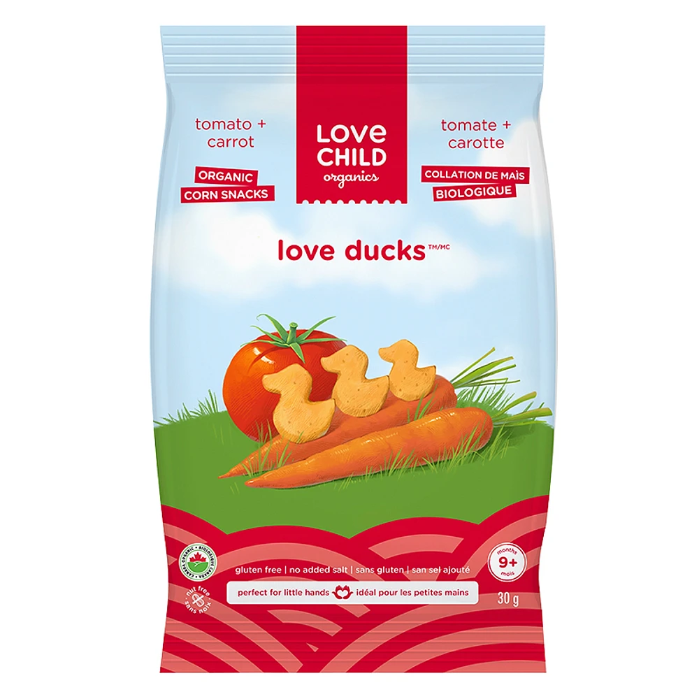 Love Child Organics Love Ducks Corn Snacks - Tomato + Carrot - 30g