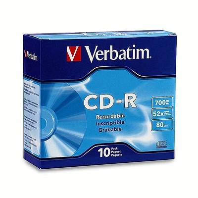 Verbatim 700MB 52X CD-R Storage Media - 10 pack
