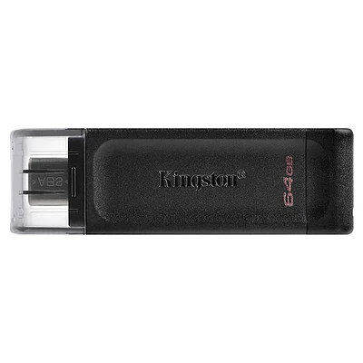 Kingston DataTraveler USB-C Flash Drive - Black - 64 GB - DT70/64GBCR