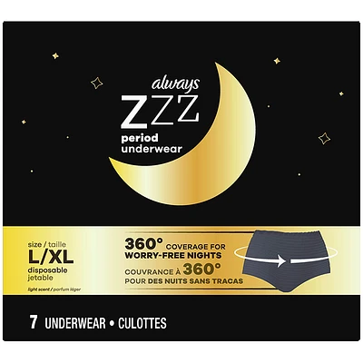 Always ZZZ Period Underwear - Large/Extra Large - 7s