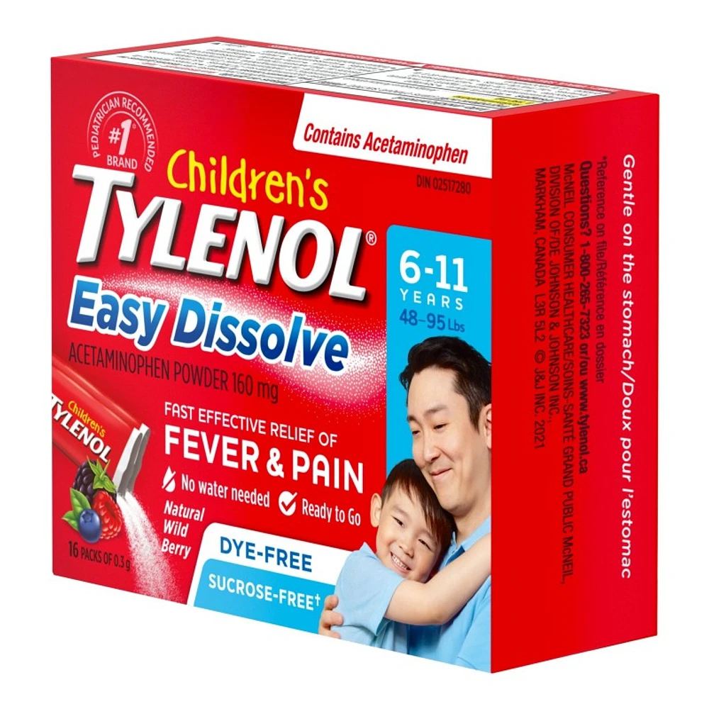 Tylenol* Easy Dissolve Pain Relief Acetaminophen Powder - Wild Berry - 16s� �