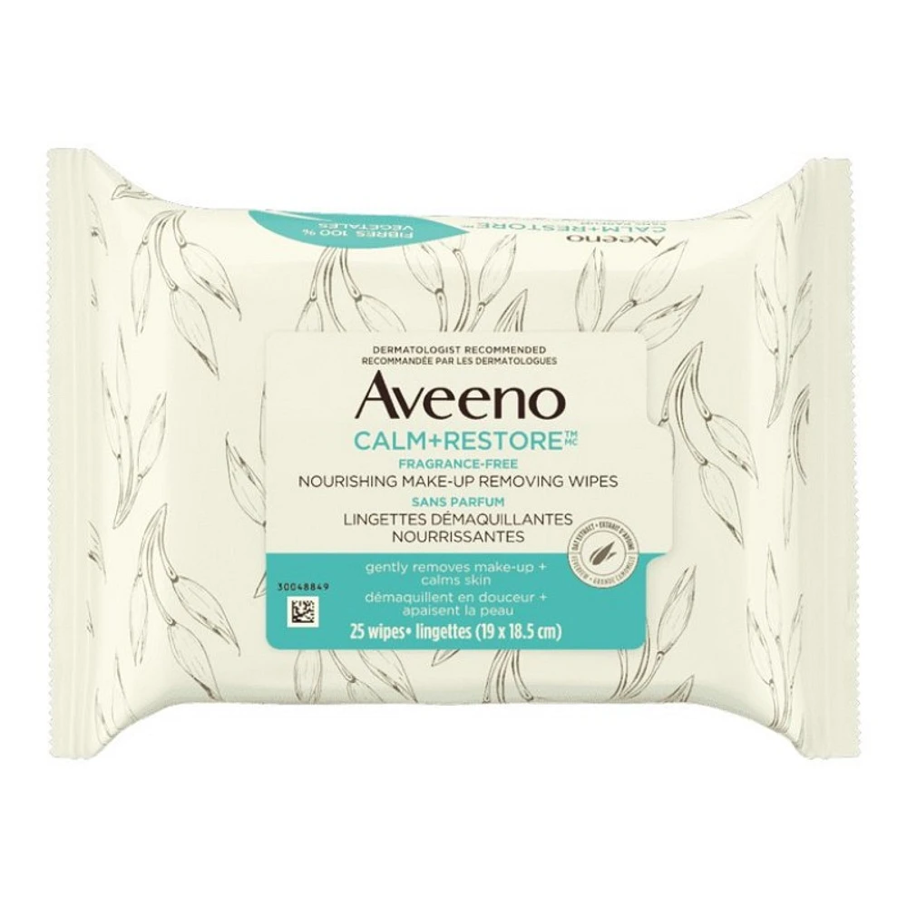 Aveeno Calm+Restore Nourishing Make-Up Removing Wipes - 25's
